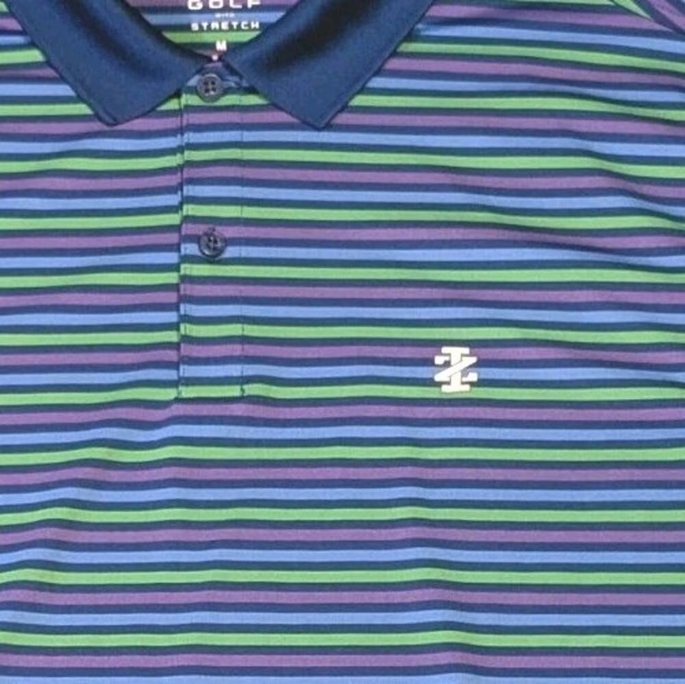IZOD Golf stretch Shirt Mens Medium Striped Short Sleeve multicolor